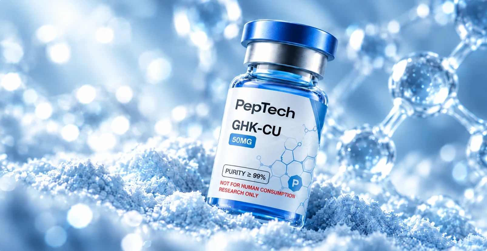 PepTech GHK-Cu 50 mg vial, labelled research use only